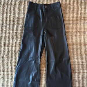 Zara Faux Leather Sailor Pants - Black